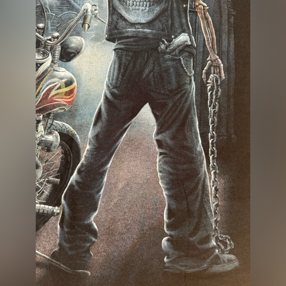 Black Motorcycle Biker Grim Reaper Skull Skeleton - Picture 4 of 12